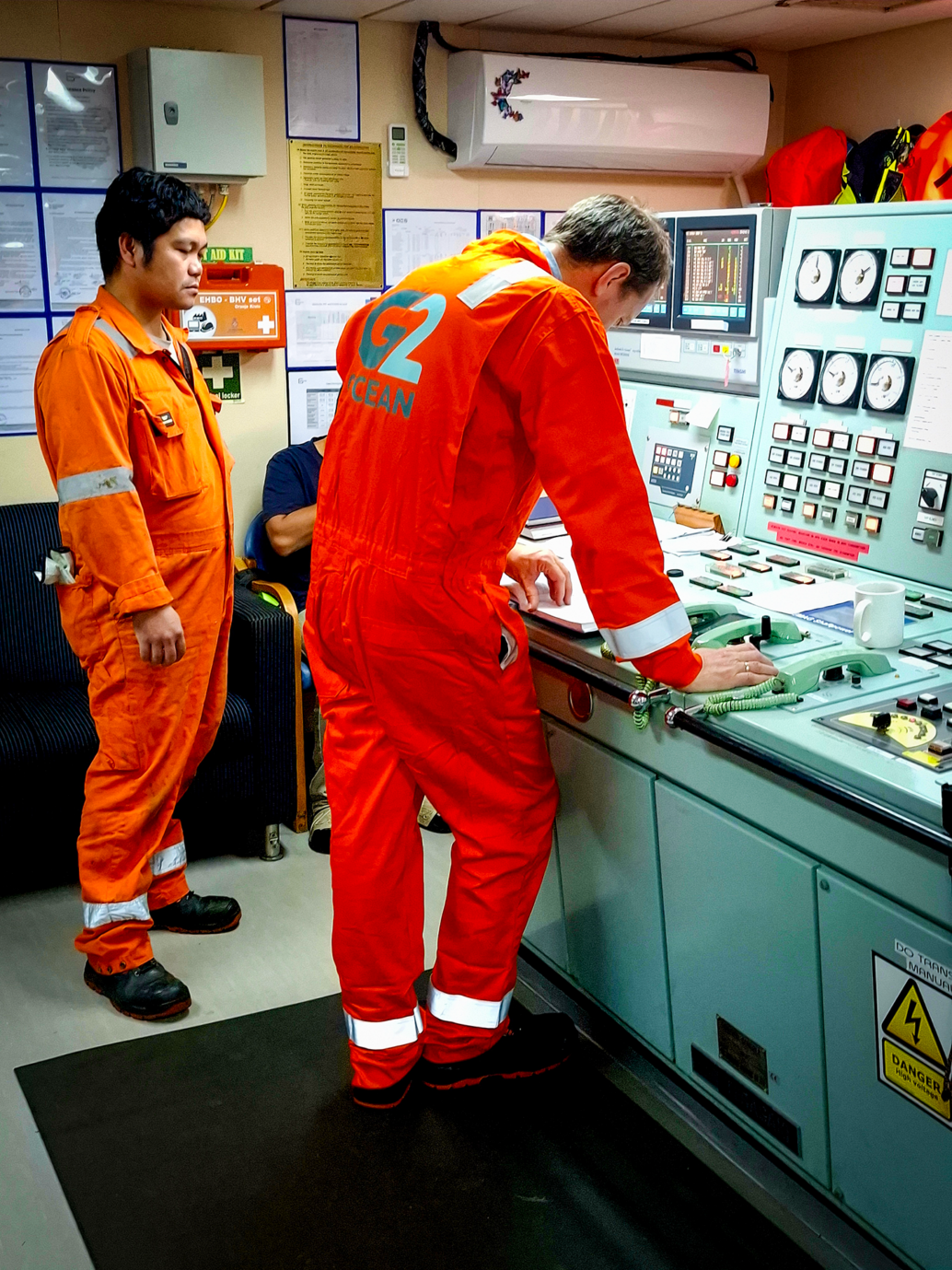 Haakon Losnegaard in the engine room